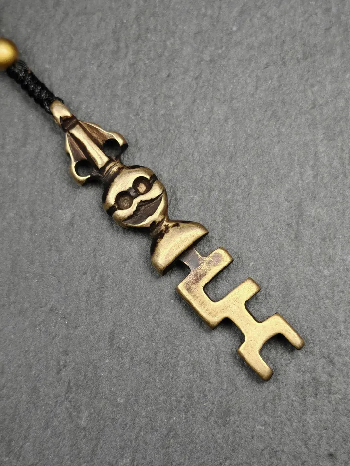 Antique Tibetan Amulet,The Key of Heart Pendant, Gandhanra Handmade Himalayan Style Pendant,Lucky Charm,Made of Lima Brass