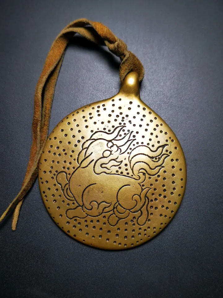 Gandhanra Vintage Mandala Badge - Tibetan Buddhist Amulet, Cross Vajra Pattern Melong Mirror, SIPAHO, Fengshui Protective Pendant