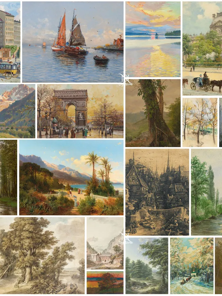 43500+ Antique Landscape Poster Pack Digital Country Nature Prints Bundle Rustic Mountain Art Scenic Wall Decor Printable Vintage Download