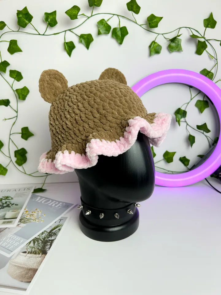 Crochet Cute Bear Bucket Hat
