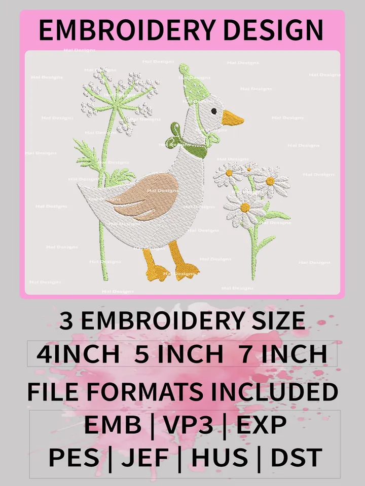 Silly Goose Embroidery Design, Animal Embroidery Design, Silly Goose Embroidery files, Digital Download