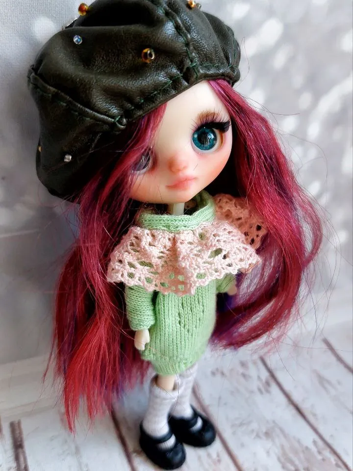 Reserve for Lori. Delicate and sweet Petite Blythe doll with unusual hair and beautiful eyes.