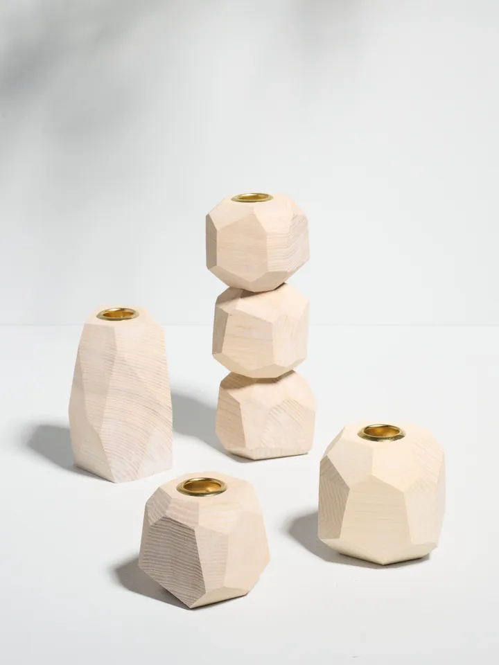 White Geometric Tapered Candlestick Holder