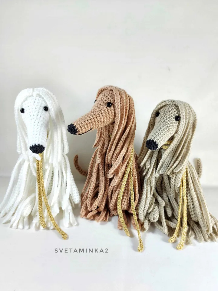 Afghan Hound Crochet Pattern Amigurumi Dog. Digital Download. PDF.