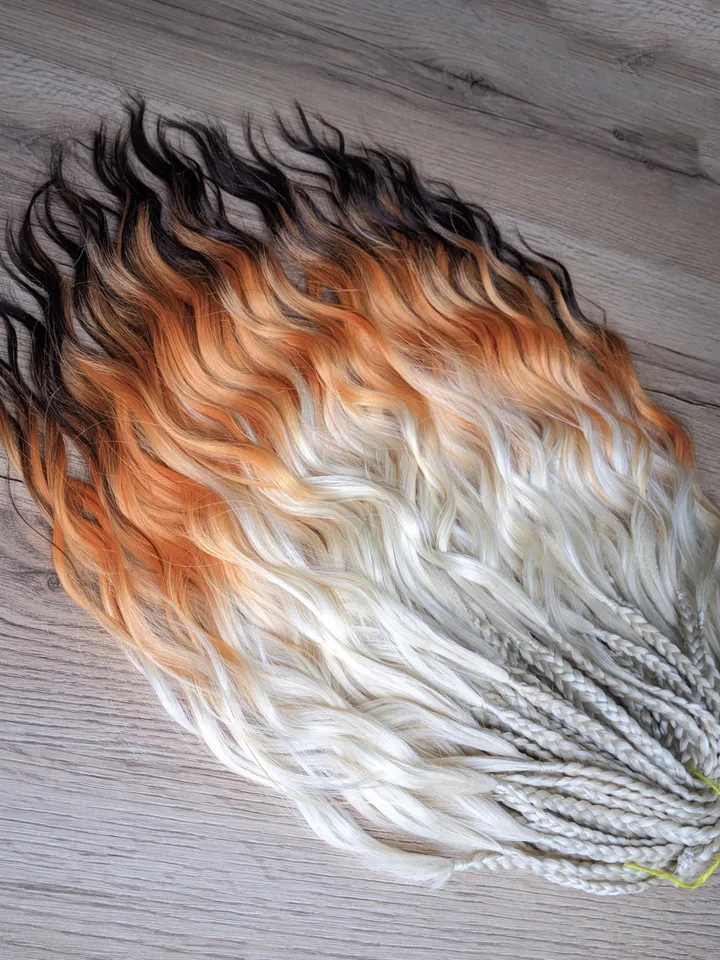 BRUSHABLE Curls Temporary Braids Waves extensions Blonde fox set yellow blonde orange brown braids Festival Boho hairstyle