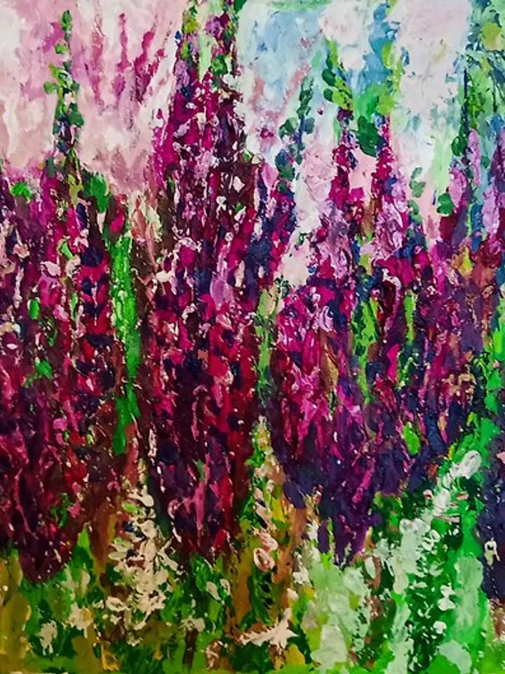 Wildflower painting Original acrylic painting Heather painting Abstract painting