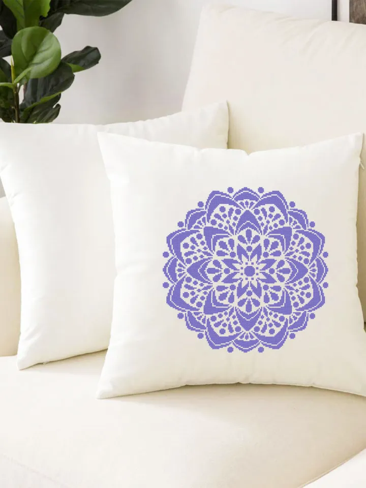 Flower mandala cross stitch pattern PDF download Monochrome mandala pattern digital PDF, Simple cross stitch chart for beginner #M246