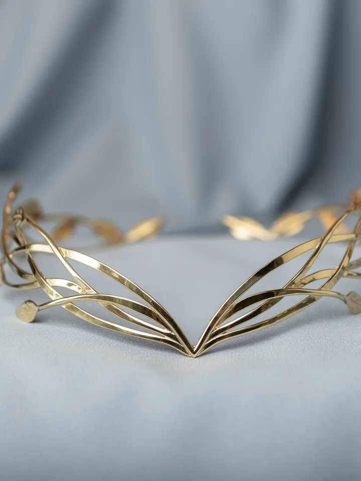 Tiara for wood nymph from branches and leaves, Crown of Forest dryad, Silver diadem, fantasy fairy elven Princess Nessa