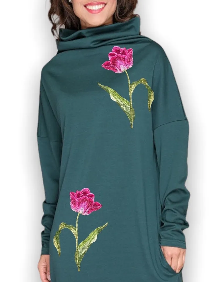 Tulip artistic machine embroidery design digital embroidery pattern home and clothing décor embroidery motif floral design flower embroidery