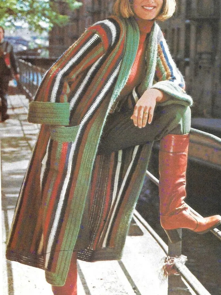 Long cardigan crochet pattern women ladies Coat cardigan vintage pattern