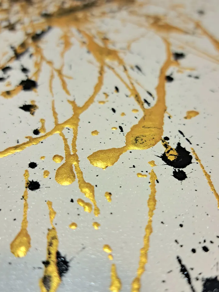 Painting with gold paint "Oil (Petroleum)" abstract black with gold contemporary art