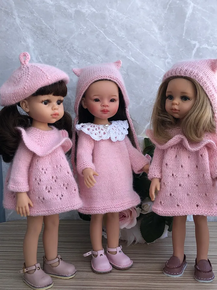PDF Knitting Pattern Tutorial Dress with Flounce for Paola Reina doll (12&quot;/32 cm) eng