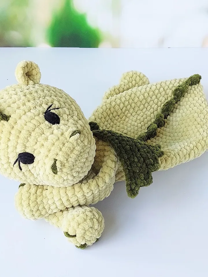 Pattern Crochet Dragon, Snuggler Dragon, Amigurumi Toys, Dragon Lovey, PDF Tutorial in English, Plush Dragon for Baby.