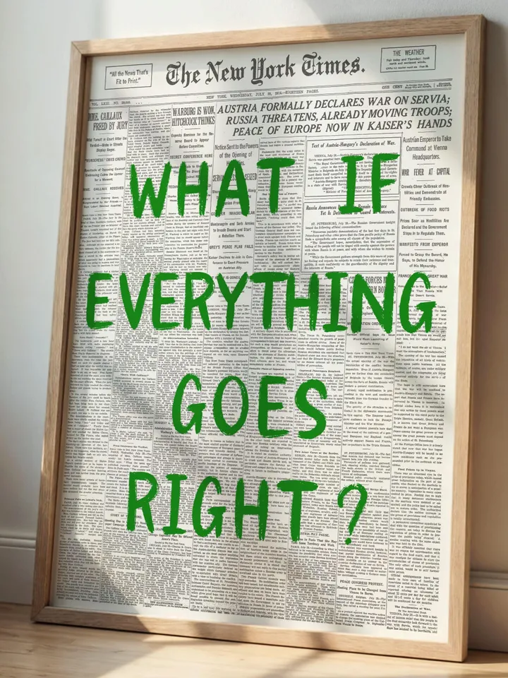 What If everything goes right Retro Newspaper Print, Trendy Wall Art, Typography Poster, Green Aesthetic, Printable Wall Art, Digital Print