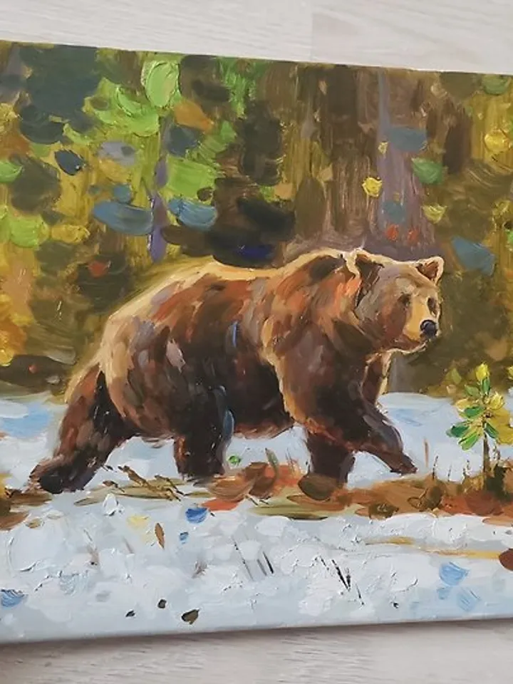 Bear Painting Original Art Canvas Animal Oil Painting