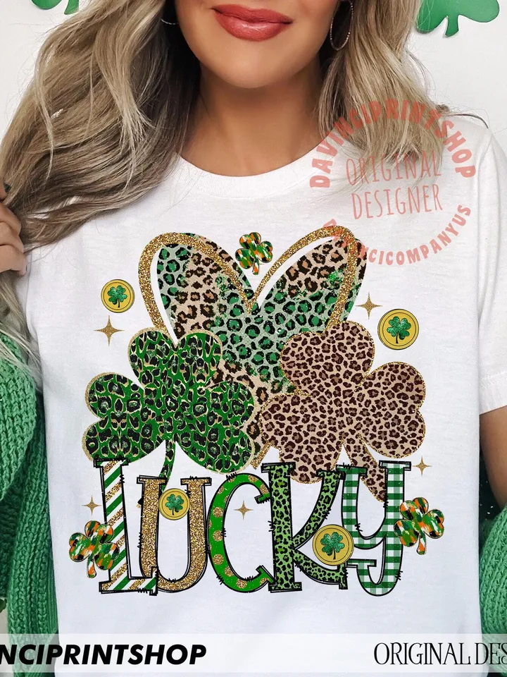 St Patrick Lucky Leopard Heart Png, Lucky Saint Patrick Png, Irish Day Png, St Patrick day png, Lucky Shamrock png, Patrick Gift Shirt png