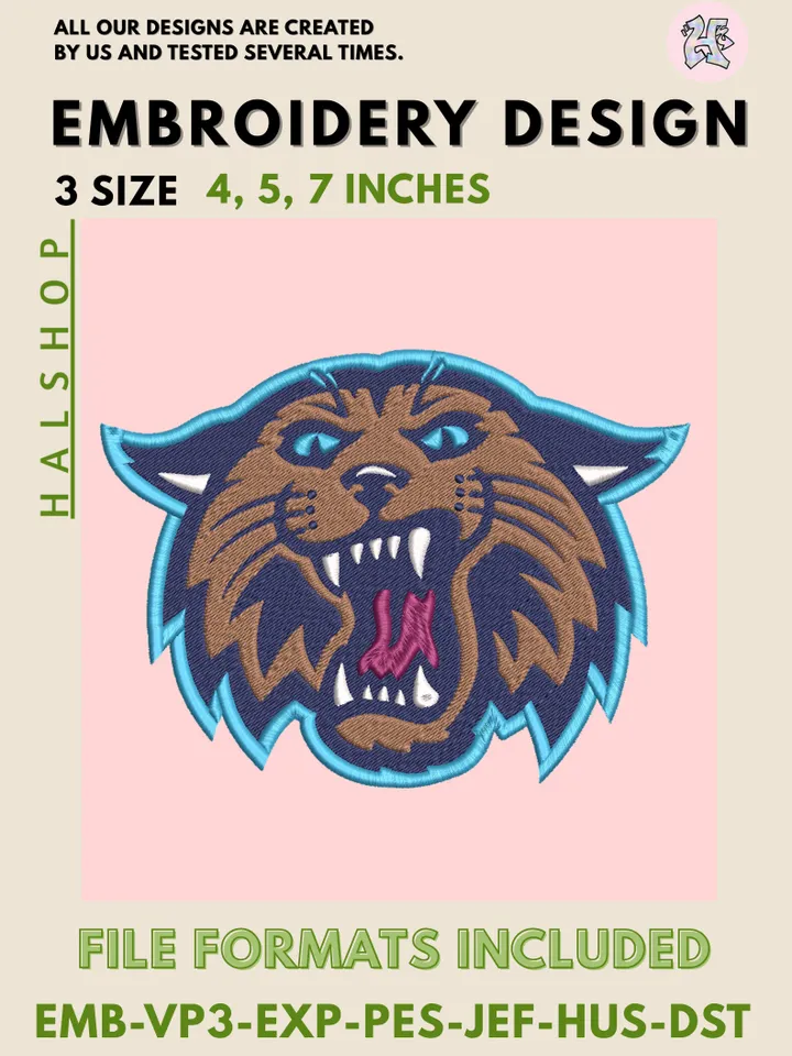 Villanova Wildcats NCAA Embroidery Files, Round Logo Machine Embroidery Design, Instant Download