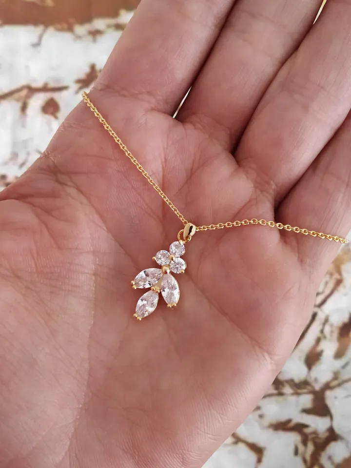 Bridal Necklace Set, Gold Diamond Wedding Earrings, CZ Bridal Earrings, Vintage Style Rose Gold Bridal Jewelry, Art Deco Bridal Earrings,