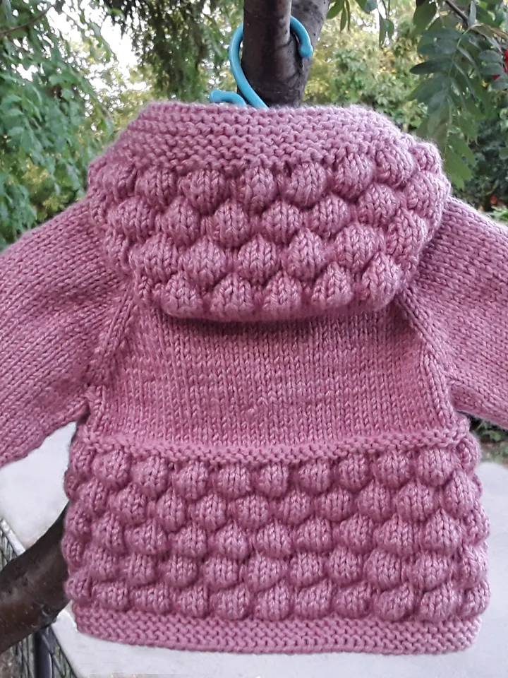 Knitted Baby Jacket Pattern, Bubble Stitch Baby Cardigan Knitting Pattern, Hooded Baby Jacket Pattern, Newborn Baby Knit Cardigan, Baby Clothing Knitting Pattern, PDF Pattern in English