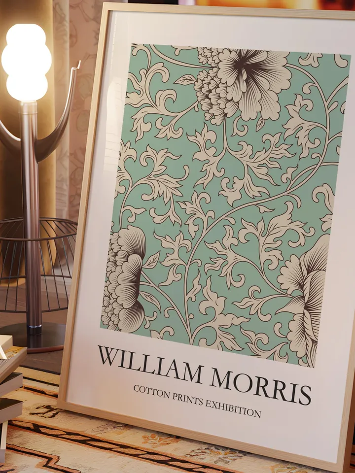 William Morris Style Wall Art Print Vintage Textile Poster Museum Inspired Design Home Decor Interior Pattern Digital Download Gift