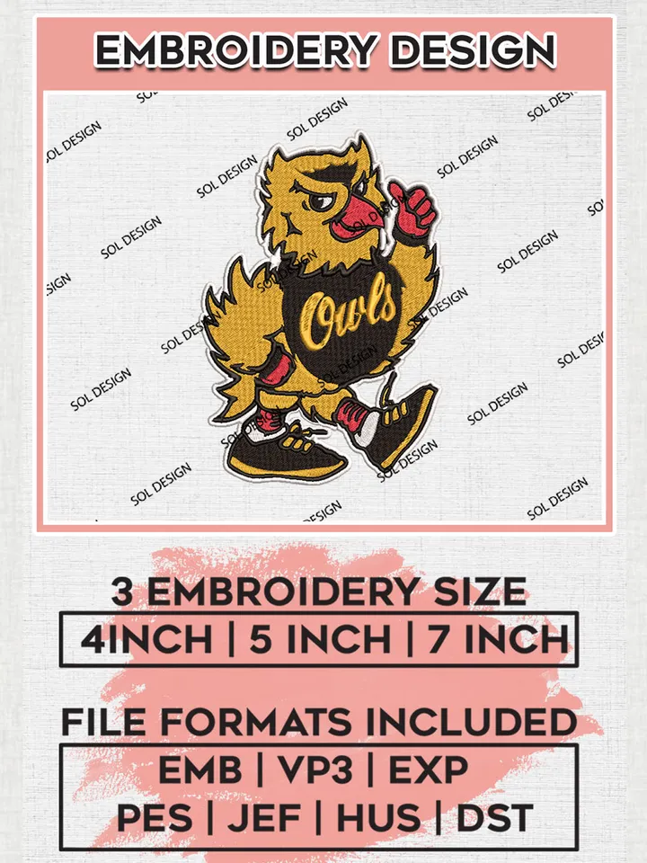 Kennesaw State Owls Team Funny Mascot Logo embroidery designs, NCAA Kennesaw State Owls Logo Machine embroidery files , NCAA Team Logo embroidery designs, NCAA Game Day Machine embroidery designs, Digital Download