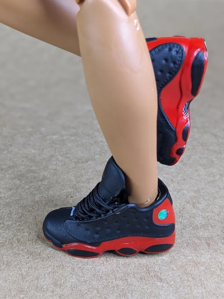 Premium black & red sneakers for 12 inch male dolls