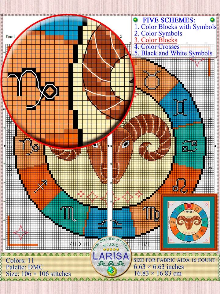 Aries Cross Stitch Pattern | Aries Zodiac Sign