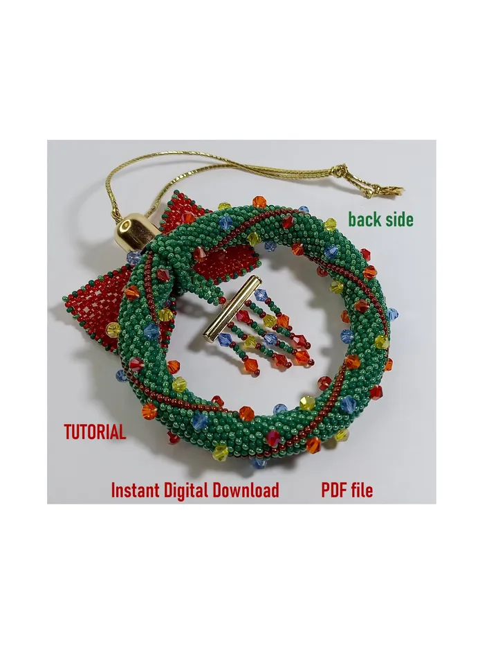 Tutorial Beading - Christmas tree decoration or New Year's decor for home-office. Instant Download, PDF