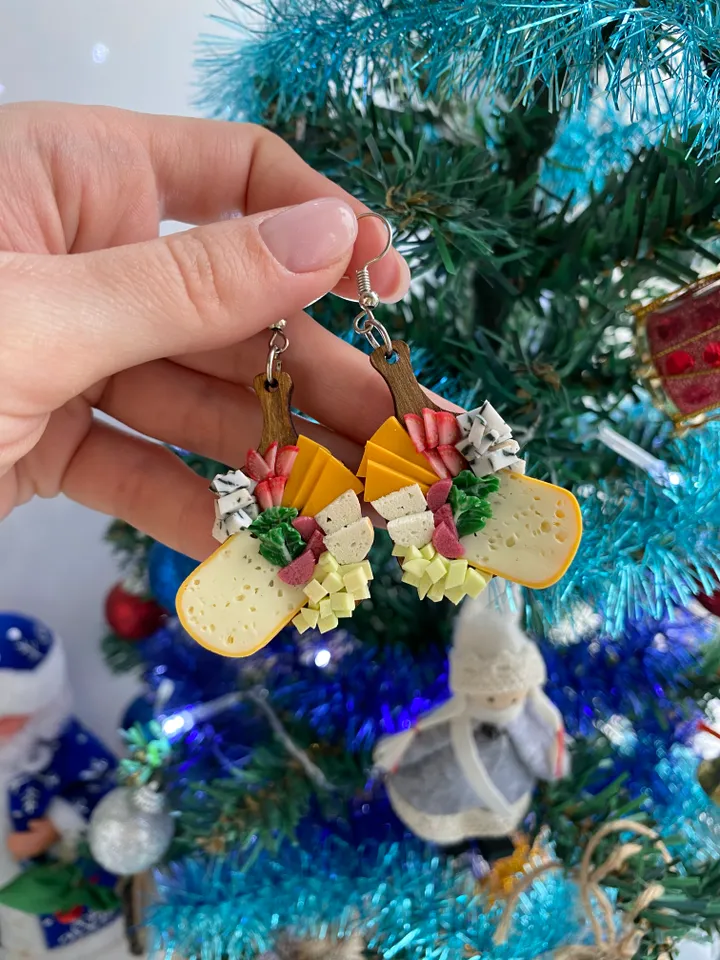 Miniature Earring Charcuterie Board with Polymer Clay