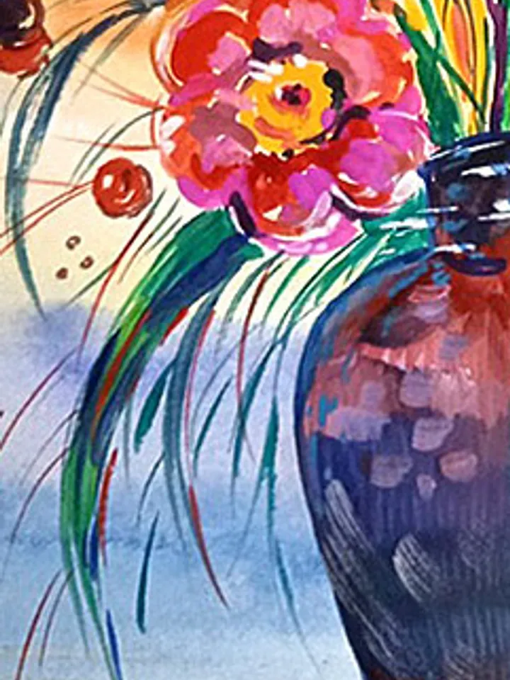 Kandinsky Flowers Style Abstract Original Art Floral Painting Watercolor Art 16 by 11 Above Bed Art by TatianaArtShop