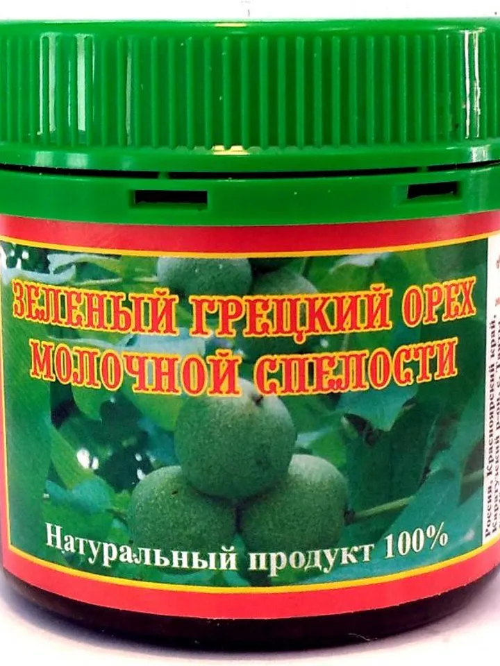 Green walnut of milk ripeness with honey is a unique natural product From Siberia 120 Ml / 4 Oz
