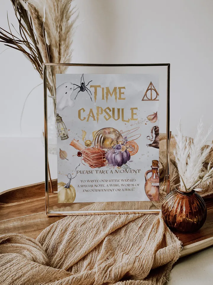 Time Capsule sign; Wizard Baby Shower; Magic School Baby Shower template; Wizard Party templates; Instant Download; a1