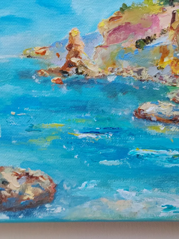 "Sea Bay" Landscape with oil on canvas 35x25cm (14x10inches)