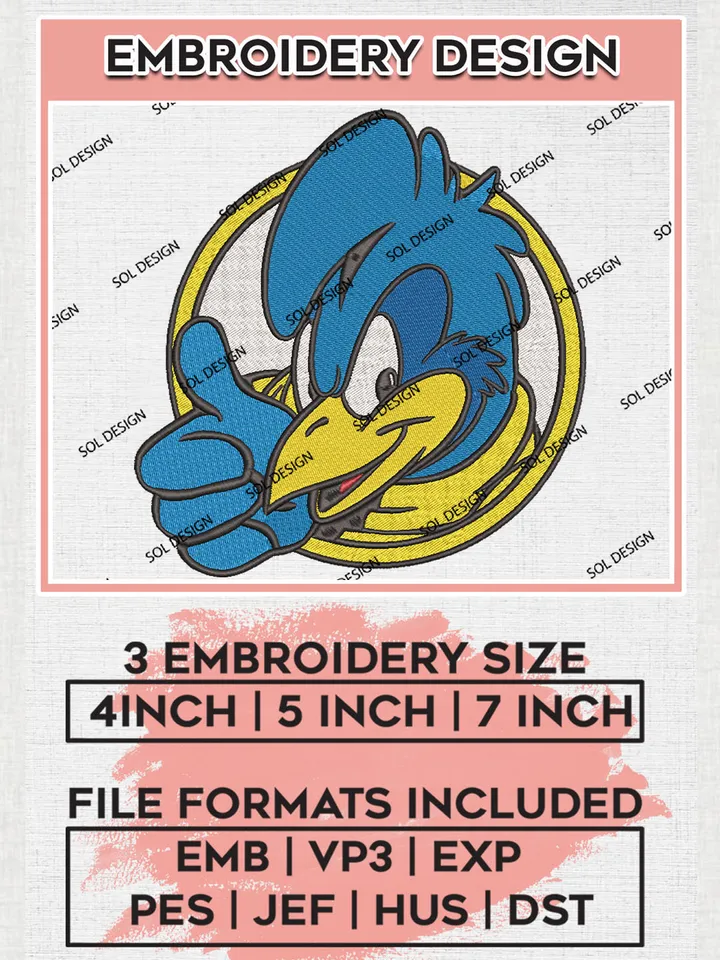 Delaware Blue Hens Football Team Head Mascot Logo Embroidery Design Files, NCAA Delaware Blue Hens Machine Embroidery, NCAA Teams, Game Day, 3 sizes, NCAA Machine embroidery designs, Digital Download