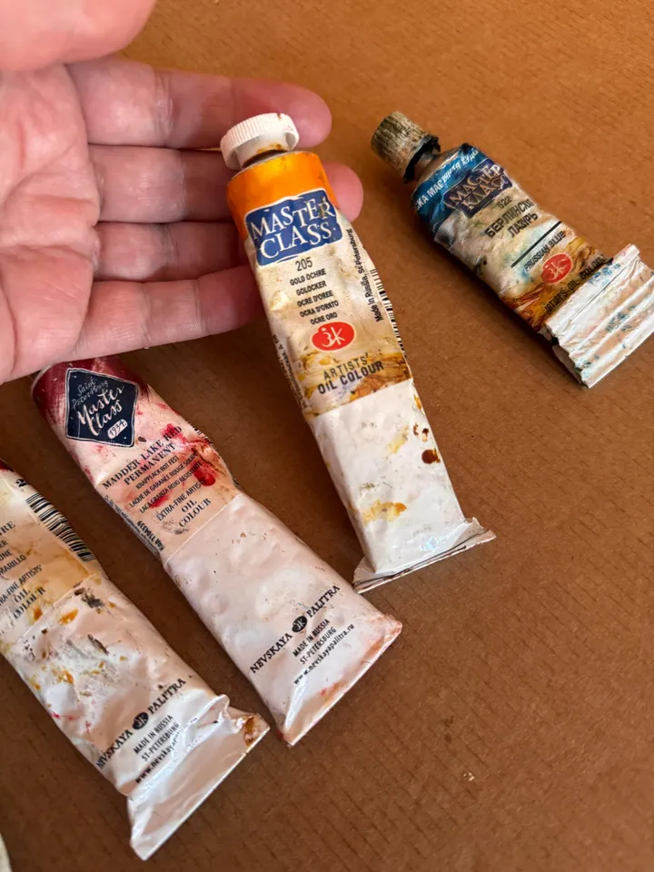 Oil Paints Tubes 46 ml/ 1.55 oz Professional Paints Used Oil Painting Set of 5