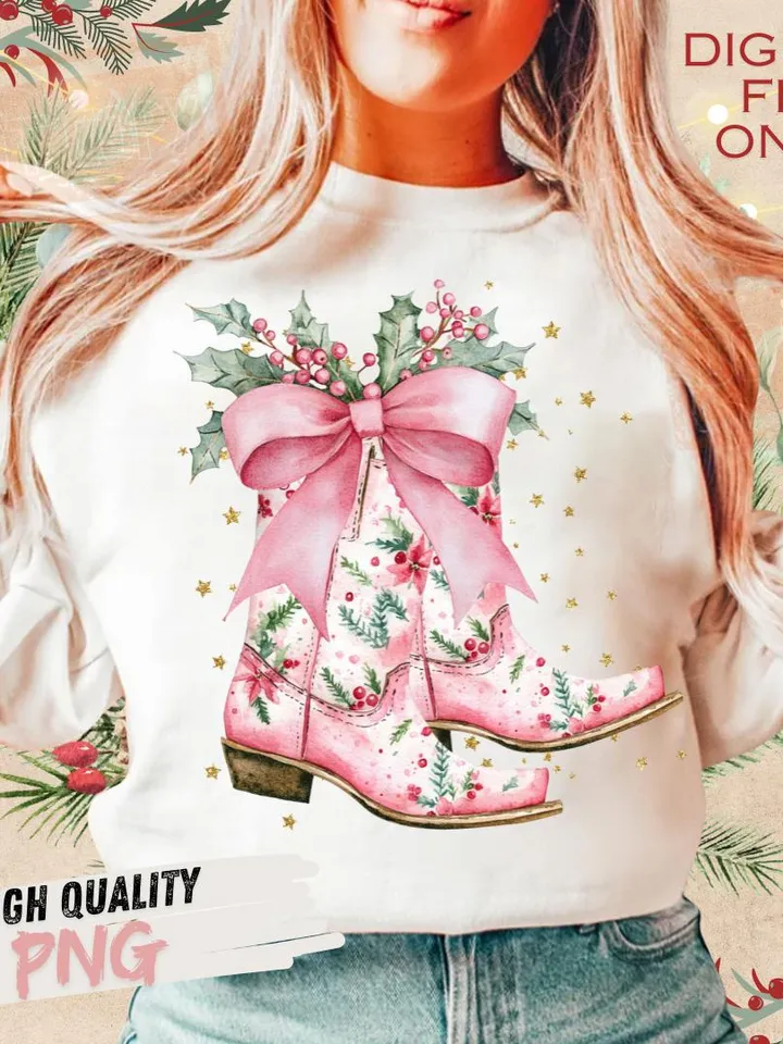 Coquette, Pink Christmas png,Western Christmas designs,Christmas sublimation,Trending png,Retro Holidays png,Holiday png Christmas Cowgirl