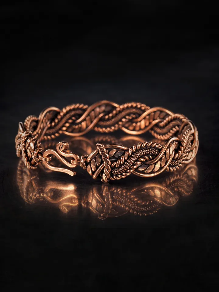 Woven copper wire bracelet Antique style handcrafted copper jewelry Unique gift