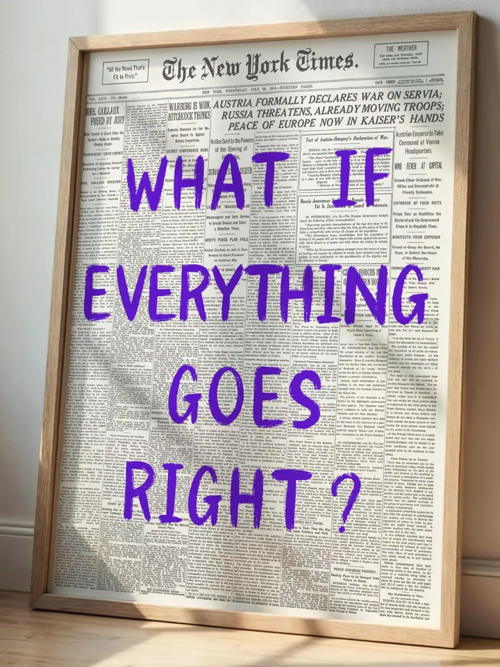 What If everything goes right Retro Newspaper Print, Trendy Wall Art, Typography Poster, Purple Aesthetic, Printable Wall Art, Digital Print