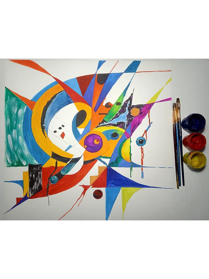 Kandinsky Style Painting Abstract Original Art Watercolor Painting 14 by 14 Above Sofa Art by TatianaArtShop