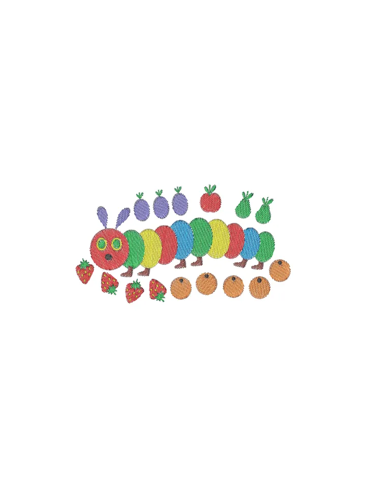 Hungry Caterpillar Machine Embroidery Design,cute machine embroidery design,2 sizes,Instant Download--742