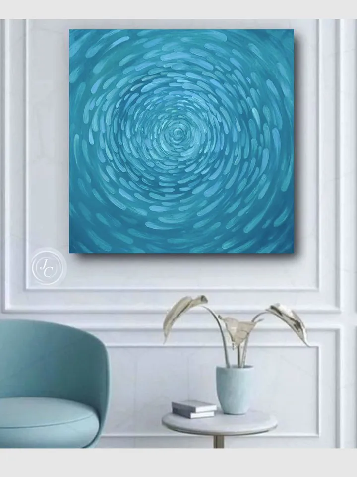 Blue Turquoise Abstract Wall Art Original oil painting Waterscape Art Ocean eye Modern artwork