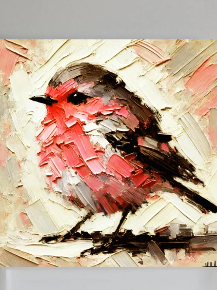 Pink Robin Painting Birds Original Art Christmas Gifts Animal Artwork Pink Robin Impasto Oil Wall Art Personalized Gifts by ArtProkopaloSv