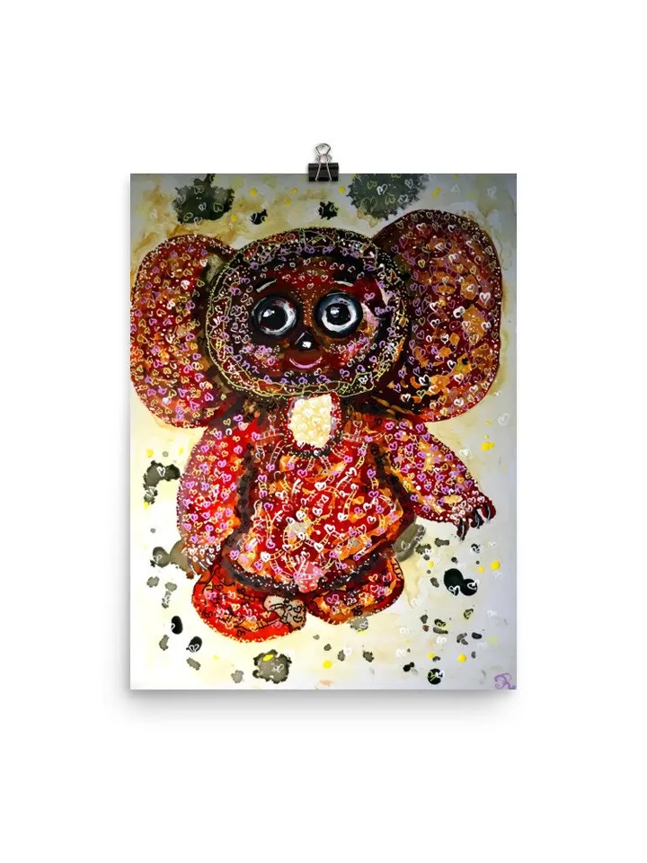 Photo paper poster made with my original mix media artwork,home decoration,nursery room art,housewarming gift,russian kids toy wall art