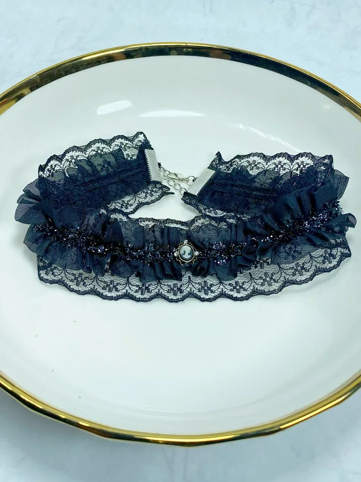 Choker around the neck. Handmade jewelry.