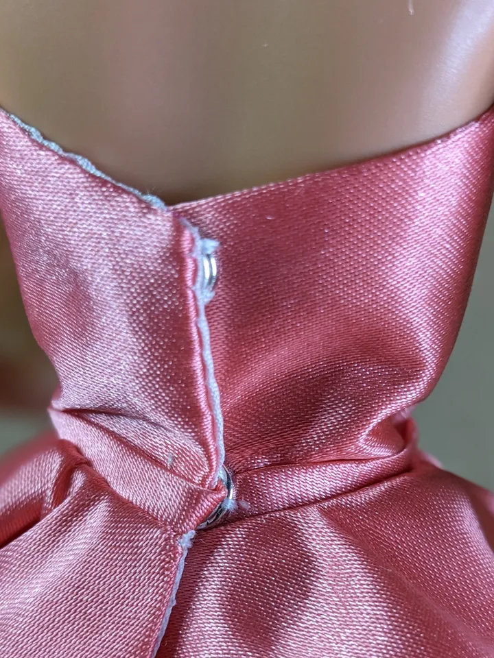Handmade pink satin dress for 1/6 scale (11.5 Inch) girl doll