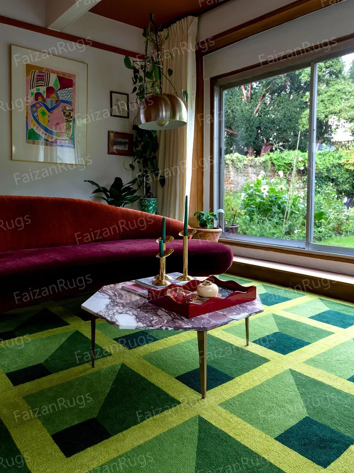 Buy 8x10 Green maze Hand Tufted Rug 100% Wool for living room, bed room, kids room in any size 10x14,10x12,9x12,8x10,6x9,5x8,4x6