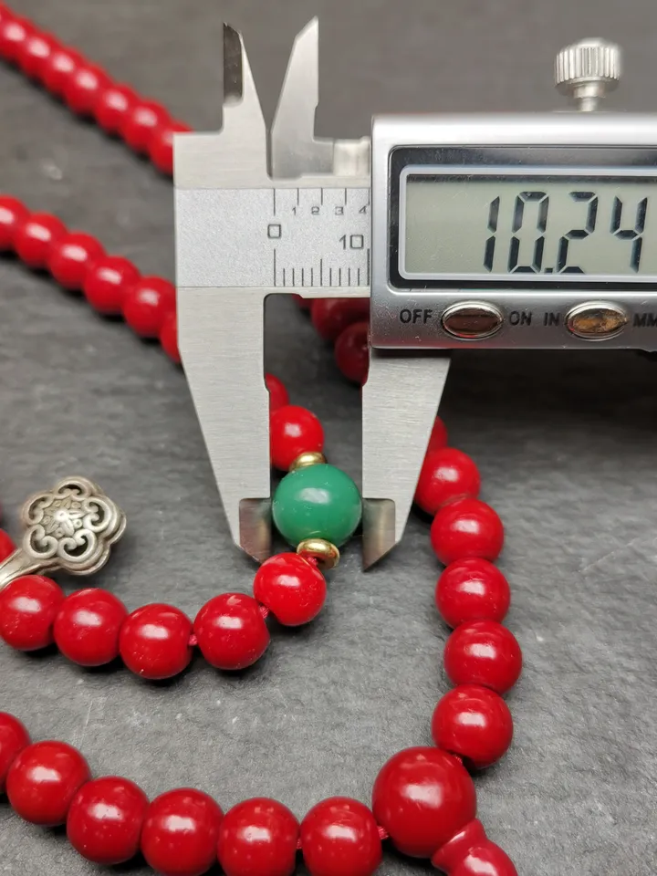 Gandhanra Old Tibeatan Red Glass Mala,8mm Prayer Beads with Turquoise Beads Silver Dzi Bead