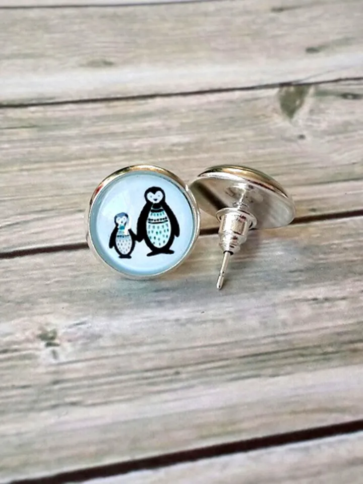 Penguin earrings studs, Penguin cub earrings, Tiny studs for girls, Mum gift