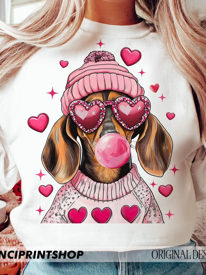 Valentine Dachshund Dog, Sausage Dog Png, Valentine's Day Dog Mom Png, Valentines png, Dog Lover png, Gift For dog mom, love png, heart png