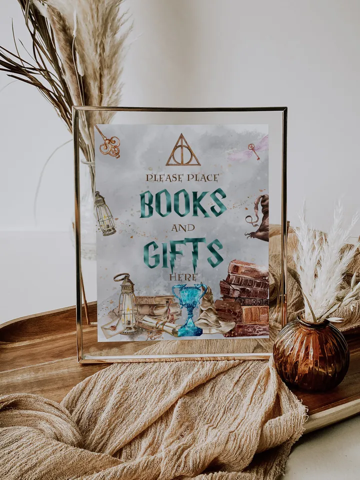 BOOKS AND GIFTS; Wizard Baby Shower; Magic School Baby Shower template; Instant Download; ms7